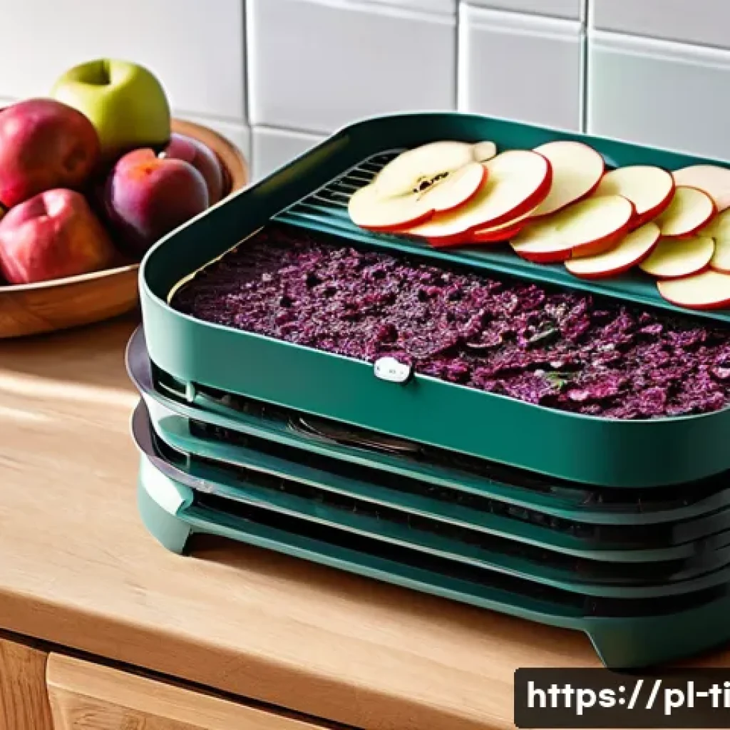 프로젝트로 진행하기 좋은 건조 식품 제조 - A warm and inviting scene in a modern, clean Polish kitchen. A high-quality food dehydrator is promi...